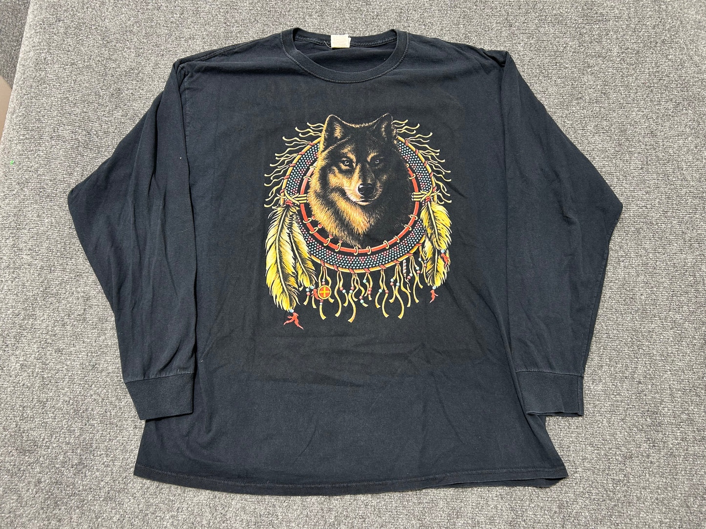 Wolf Dream Catcher Longsleeve Tee - Black Size XL