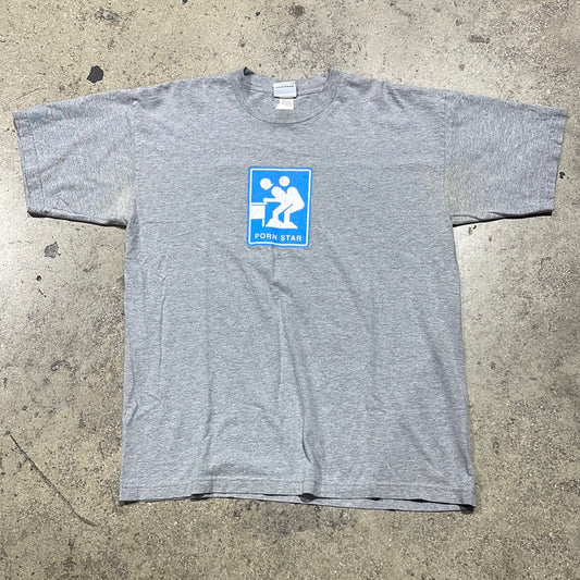 Porn Star On The Desk Tee - Grey Size XL