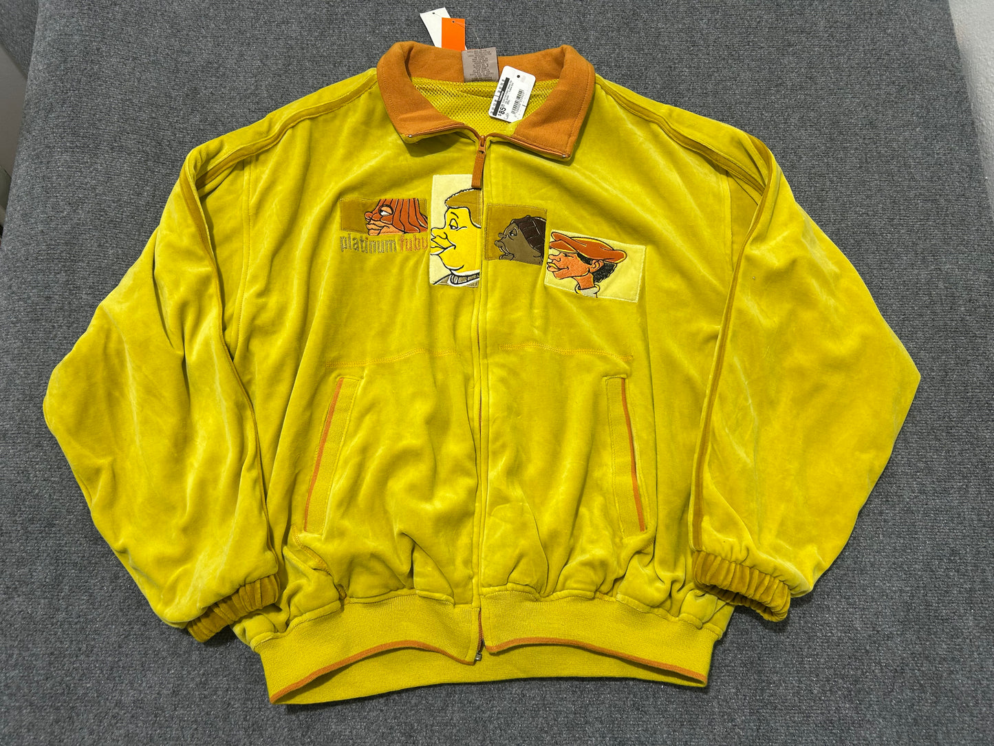 Fubu Fat Albert Velour Zip Up Jacket - Yellow Size XXXL