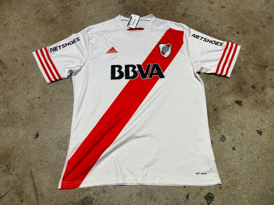 Adidas Riverplate BBVA Soccer Jersey - White / Red Size XL