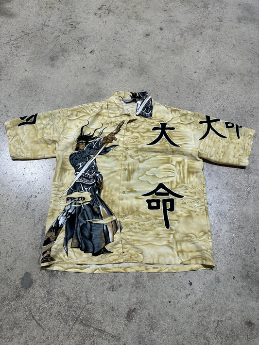 Samurai Button Up Shirt - Gold Size XL