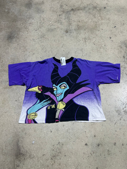 90s Maleficent Cropped Tee - Purple/White Size Large