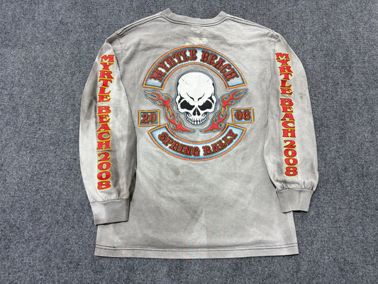 2008 Myrtle Beach Bike Week Long Sleeve - Faded Out Black Size Medium