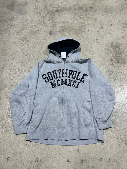 South Pole Zip Up Hoodie - Grey Size XL