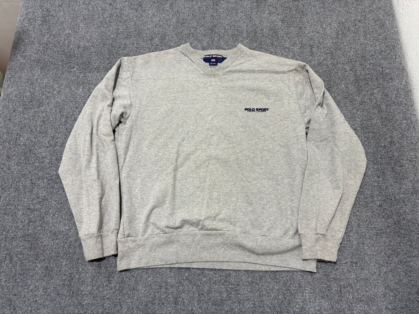 Polo Sport V Neck Sweater - Grey Size Medium