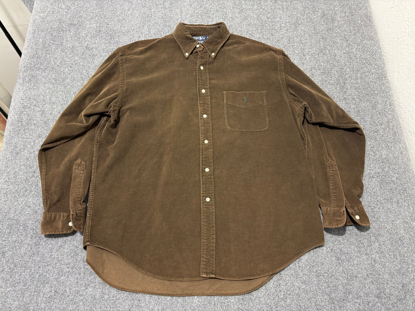Ralph Lauren Corduroy Long Sleeve Button Shirt - Brown Size Large