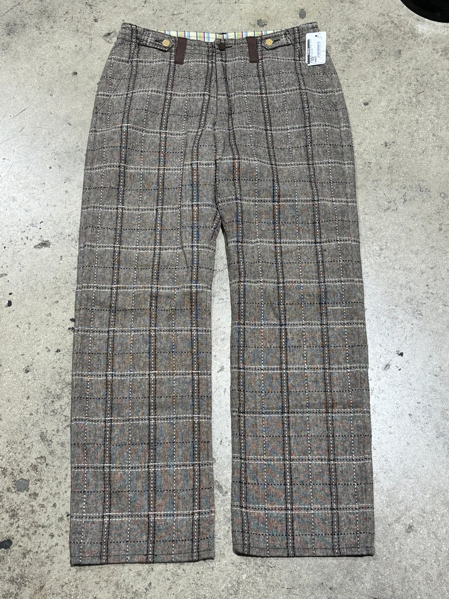 Triko Plaid Slacks - Brown Size 34x32