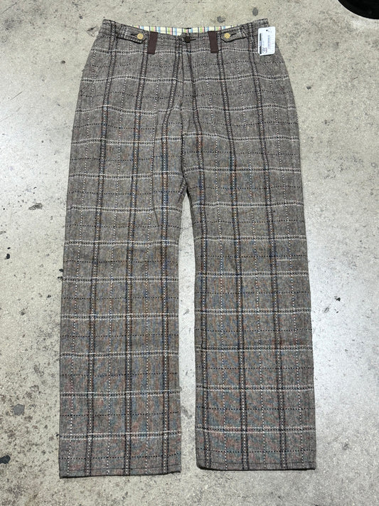 Triko Plaid Slacks - Brown Size 34x32