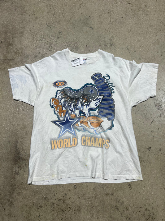 1996 Dallas Cowboys Super Bowl XXX Champs Tee - White Size XL