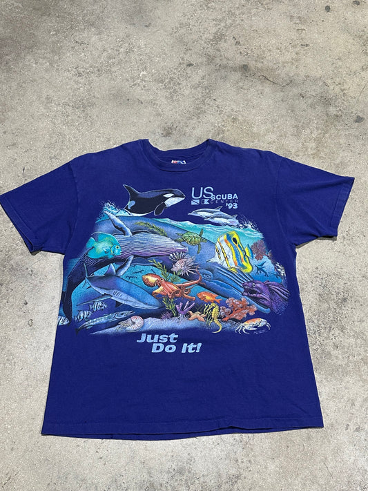 1993 US Scuba Center AOP Tee - Navy Size XL