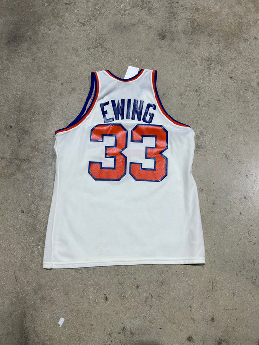 Sand Knit New York Knicks Ewing #33 Jersey - White Size Large