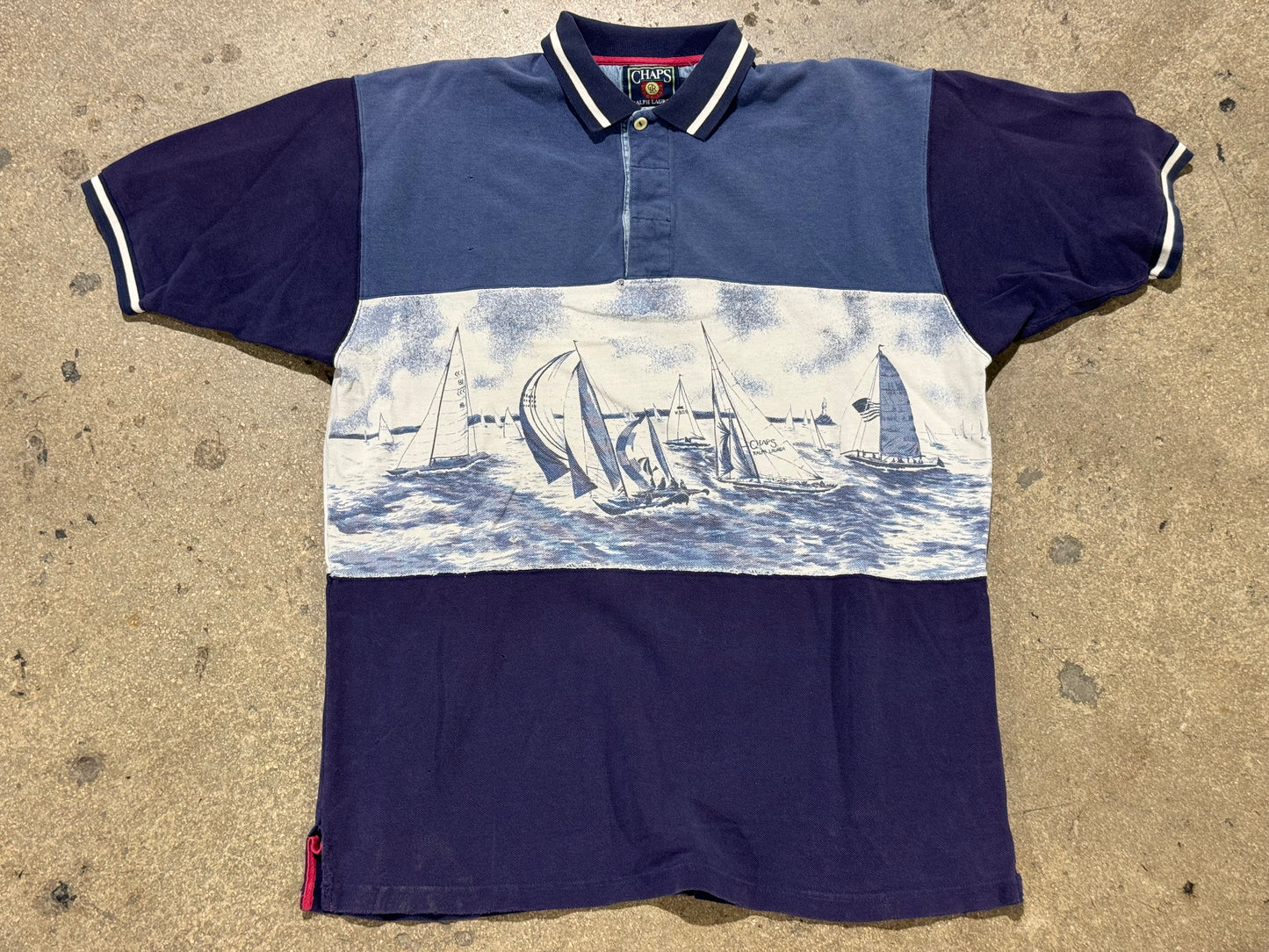 90s Chaps Ralph Lauren Sailing Polo Shirt Size Large