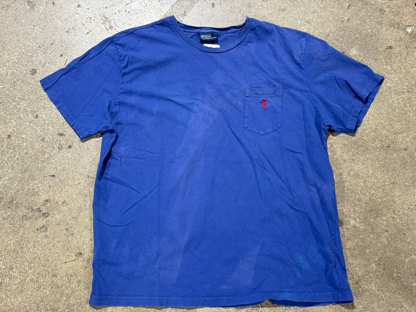 Polo Ralph Lauren Pocket Tee - Faded Blue/Red Size XL