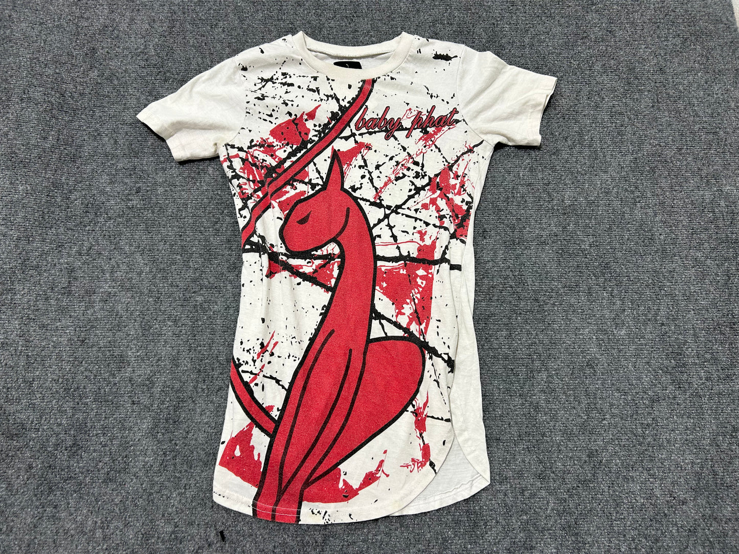 Baby Phat Cat Paint Splatter Tee - White Size Small