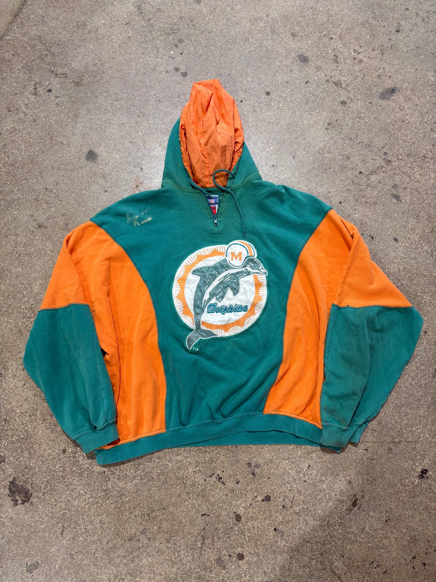Miami Dolphins Quarter Zip Hoodie - Teal Size XL