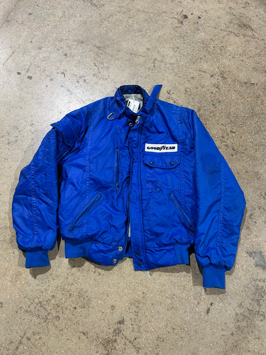 Goodyear Nylon Bomber Jacket - Blue Size Small
