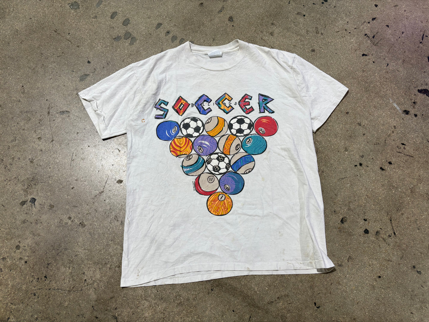 1992 Soccer Billiards Tee - White Size XL