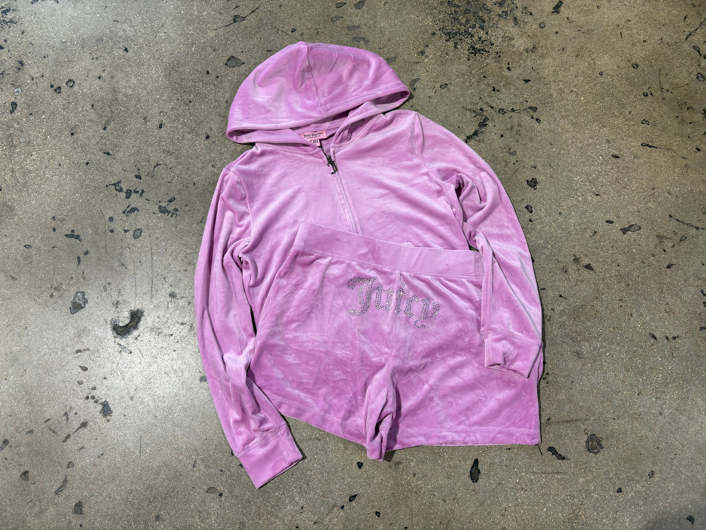 Juicy Couture Velour Hoodie/Shorts Set - Pink Size Large