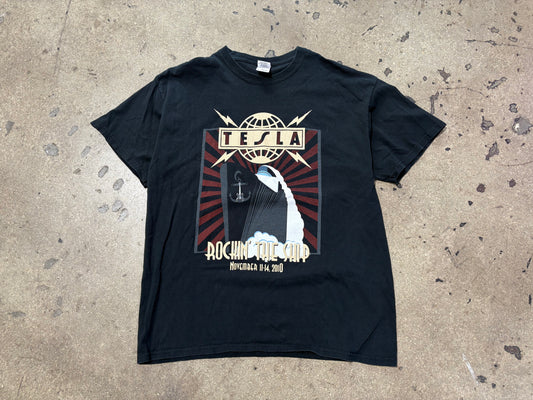 2010 Tesla Rockin The Ship Tee - Black Size XL