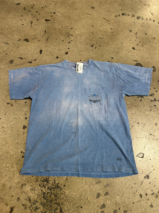 Thrashed/Distressed Harley Davidson Greenville Tee - Faded Blue Size Large