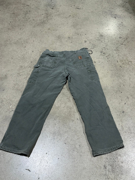 Carhartt Plaid Liner Carpenter Pants - Olive Size 36x30