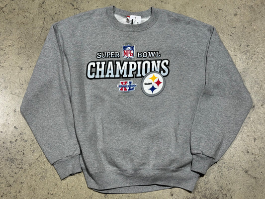 2005 NFL Pittsburgh Steelers Super Bowl XL Champs Crewneck - Grey Size XL