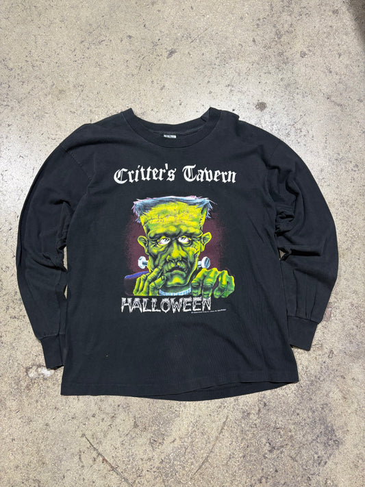 Halloween Critter's Tavern L/S Tee - Black Size Large (21 x 27.5)
