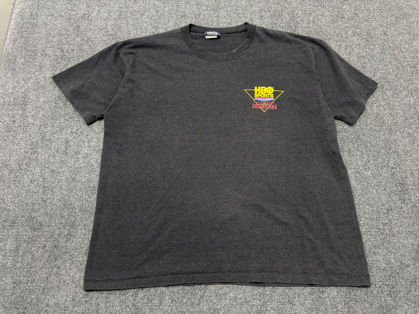 HBO Sports Heavyweight Champions Striped Tee - Black/Grey Size XL