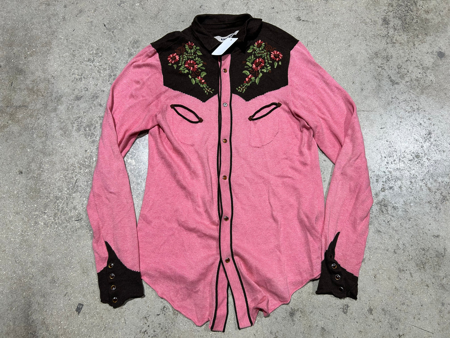 Kapital Floral Western Shirt - Pink/Brown Size 3 (con)