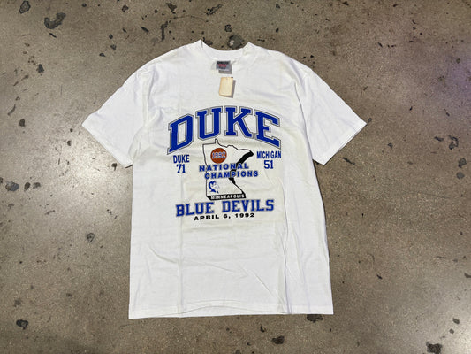 1992 Duke Basketball National Champs Tee - White Size Large