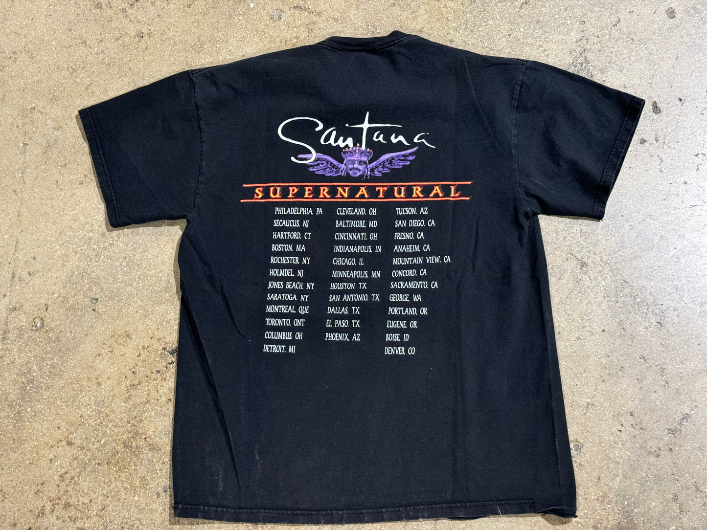 1999 Santana Supernatural Tour Tee - Black Size Large