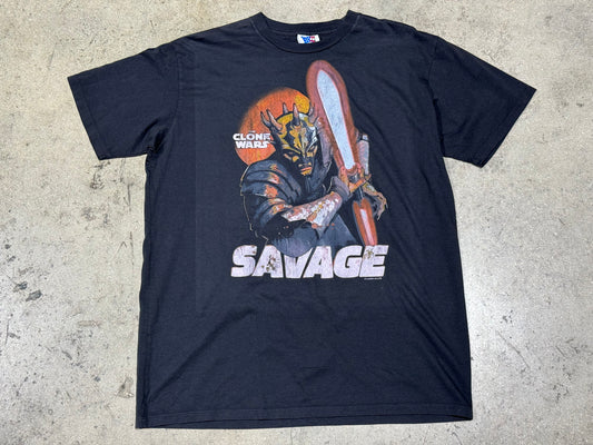 2007 Star Wars The Clone Wars Savage Tee - Black Size Large