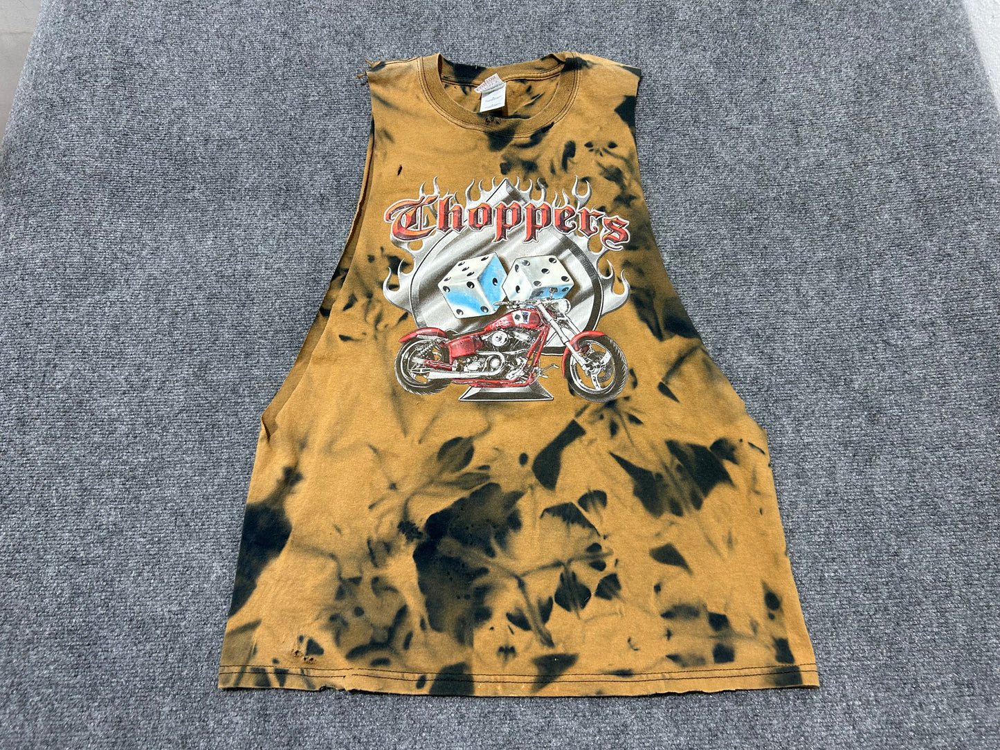 Thrashed Cutoff Choppers And Dice Tee - Black/Brown Size Large