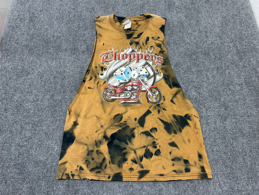 Thrashed Cutoff Choppers And Dice Tee - Black/Brown Size Large