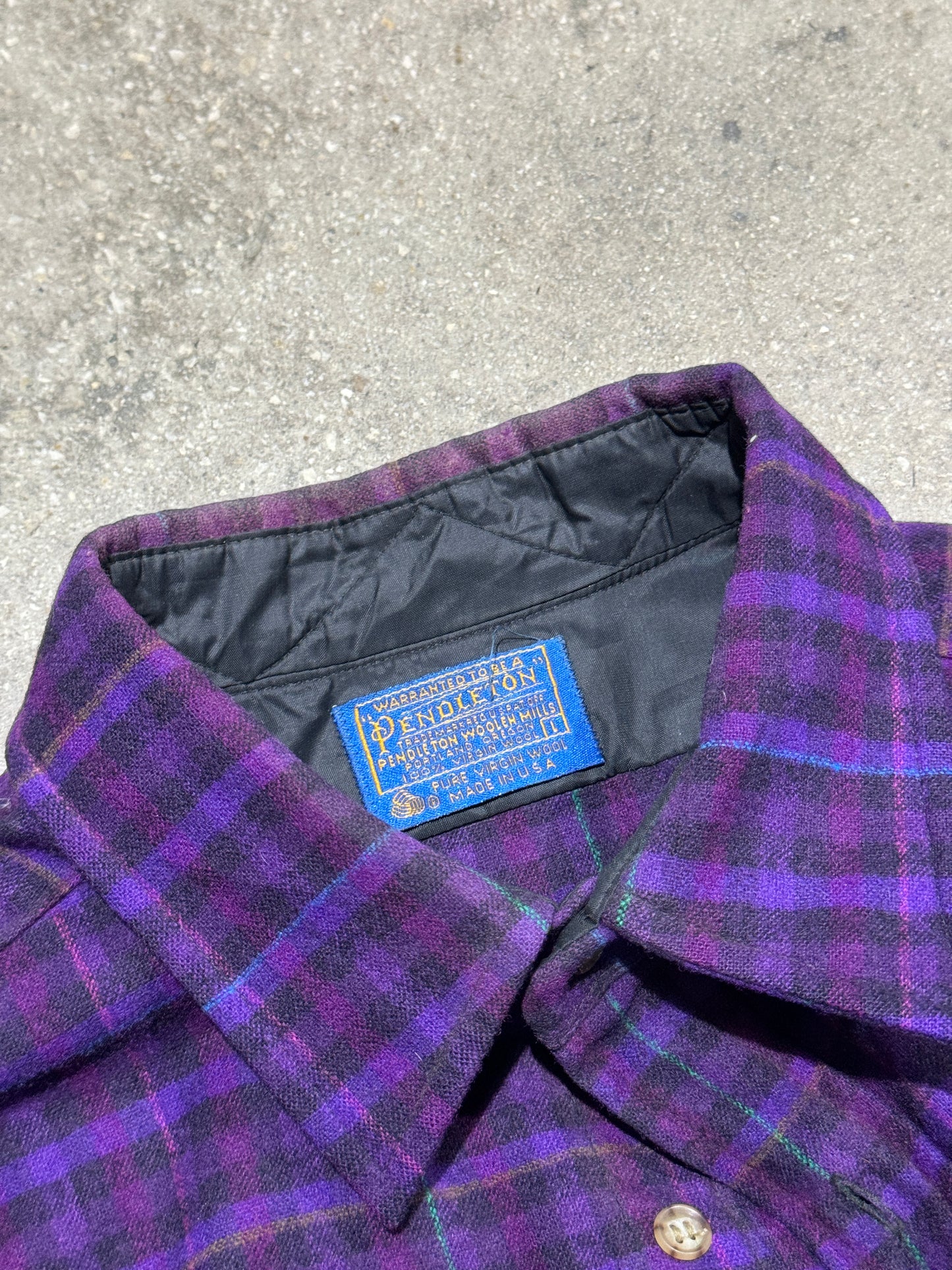 Pendleton Elbow Patch Shirt - Purple Size Large