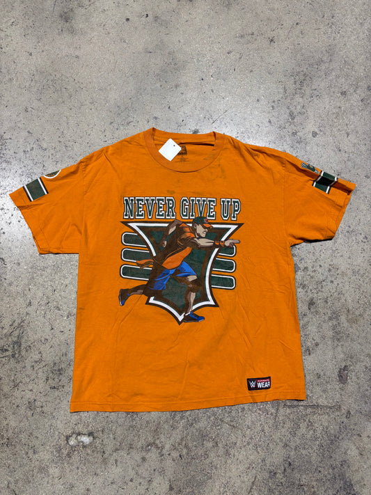 WWE John Cena Never Give Up Tee - Orange Size XL