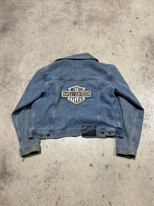 Harley Davidson Embroidered Denim Jacket - Blue M