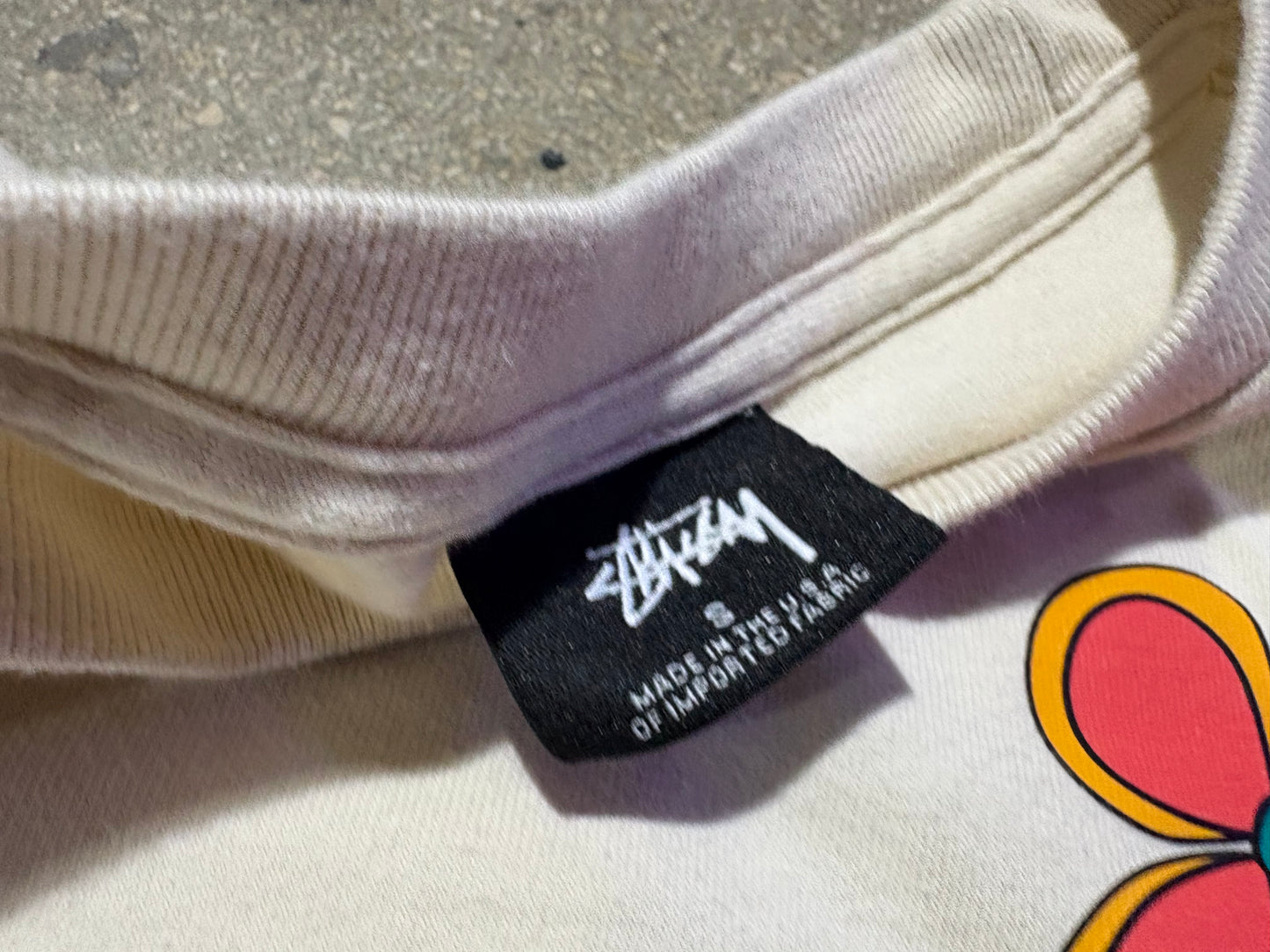 Stussy Flower Logo Tee - Beige Size Small