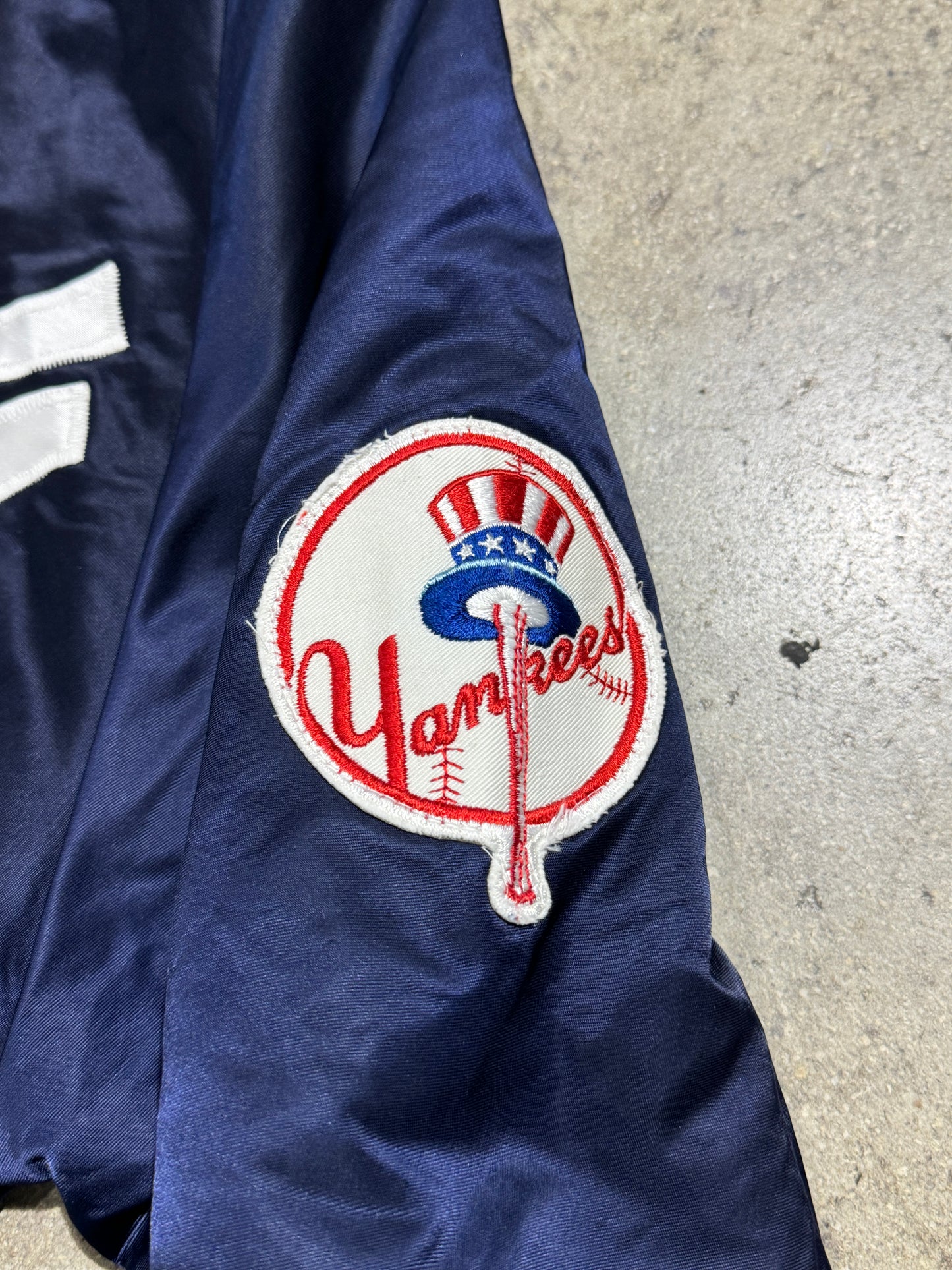 Starter New York Yankees Satin Bomber - Navy Size Medium