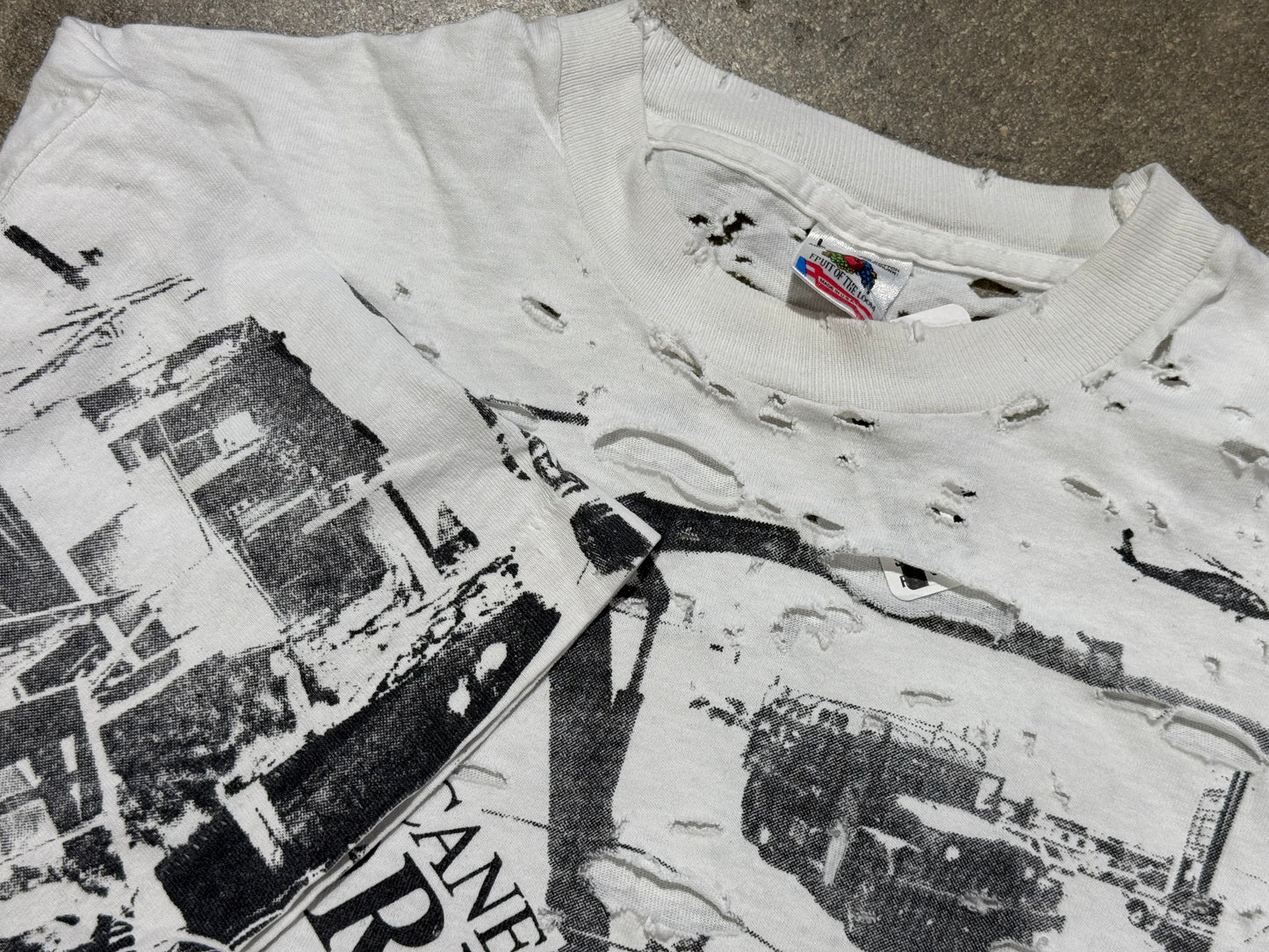 Distressed 1992 Hurricane Andrew AOP Tee Size Large