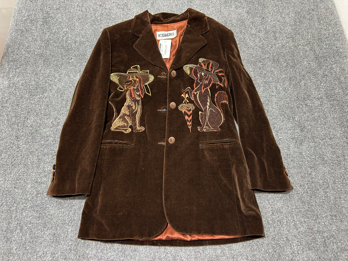 Iceberg Embroidered Dog Suit Jacket - Brown Size Large
