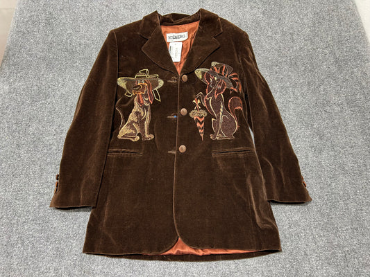 Iceberg Embroidered Dog Suit Jacket - Brown Size Large