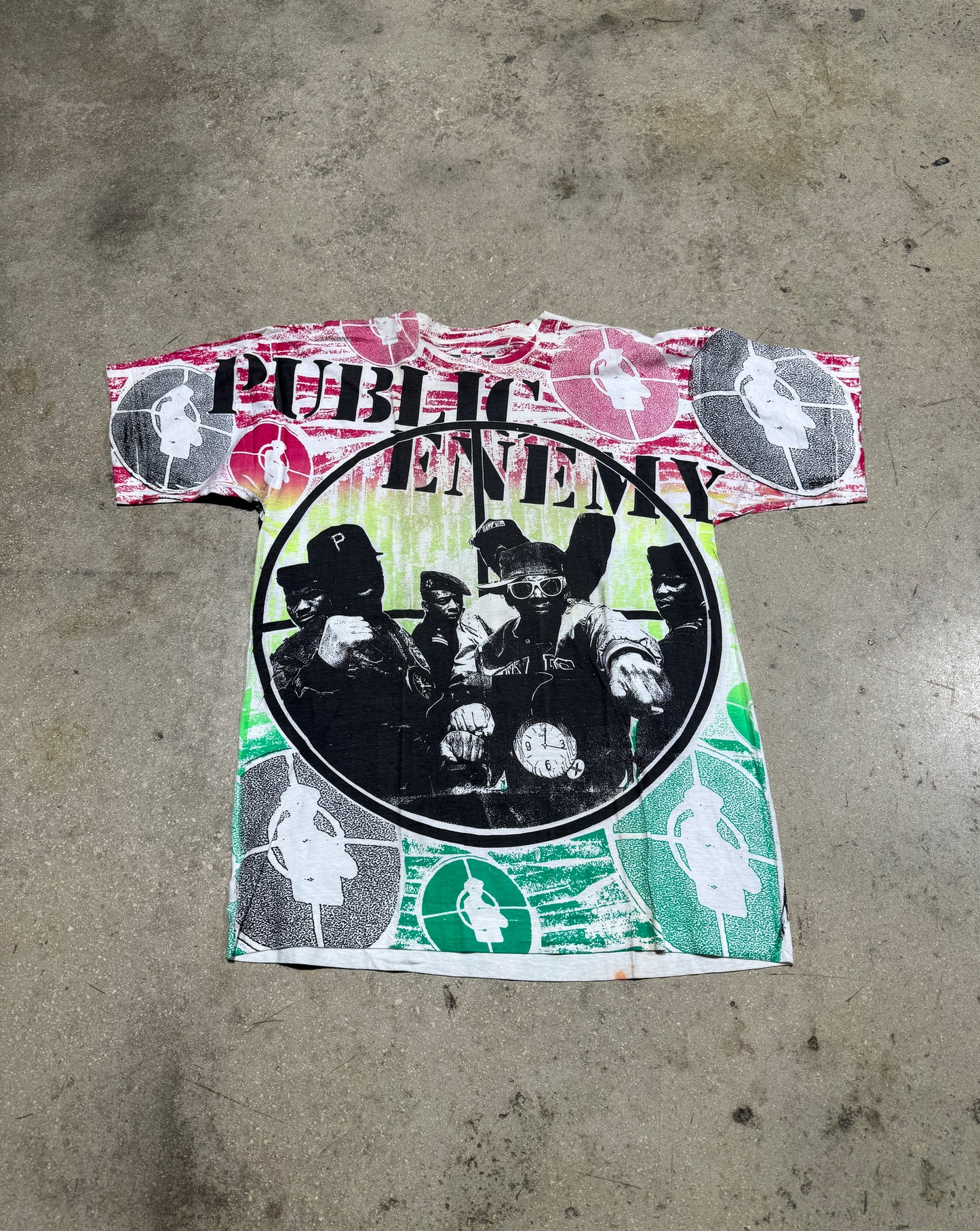 Public Enemy Double Sided All Over Tee - White Size Medium