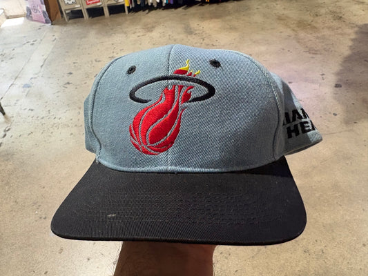 Miami Heat Denim Snapback Hat - Blue / Black