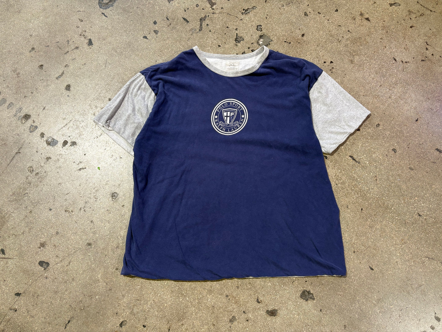 Polo Sport Crest Logo Two Tone Tee - Navy / Grey Size XL