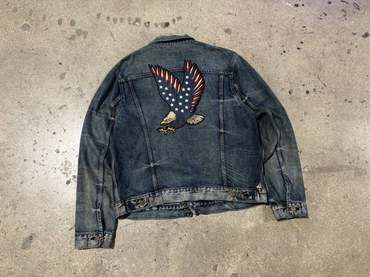 Ralph Lauren Denim Supply Embroidered Eagle Jacket - Dark Wash Size XL