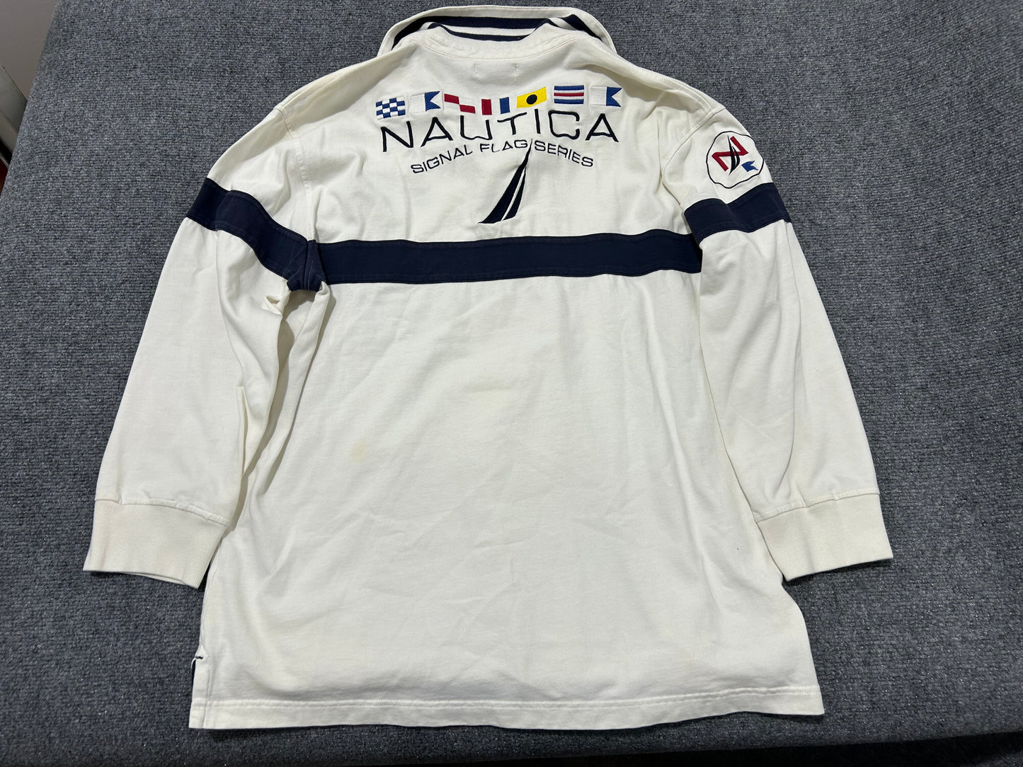 Nautica Signal Flag Series Rugby Shirt - White/Navy Size Large