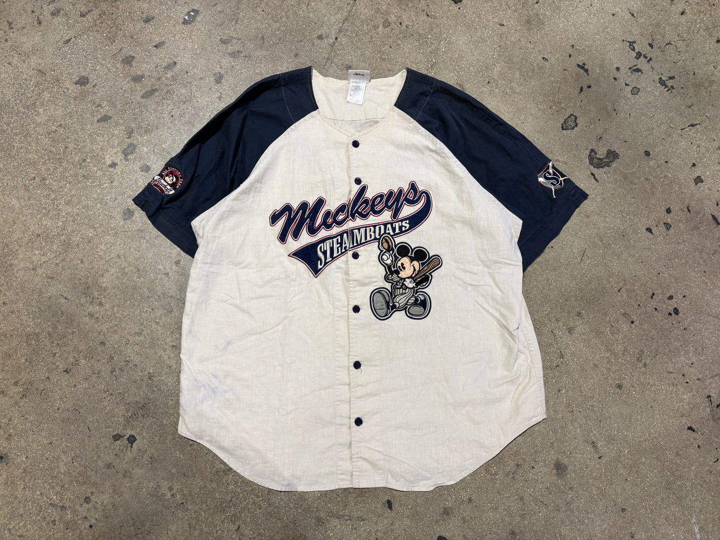 Mickey Steamboats Baseball Jersey - Cream/Navy Size XXL