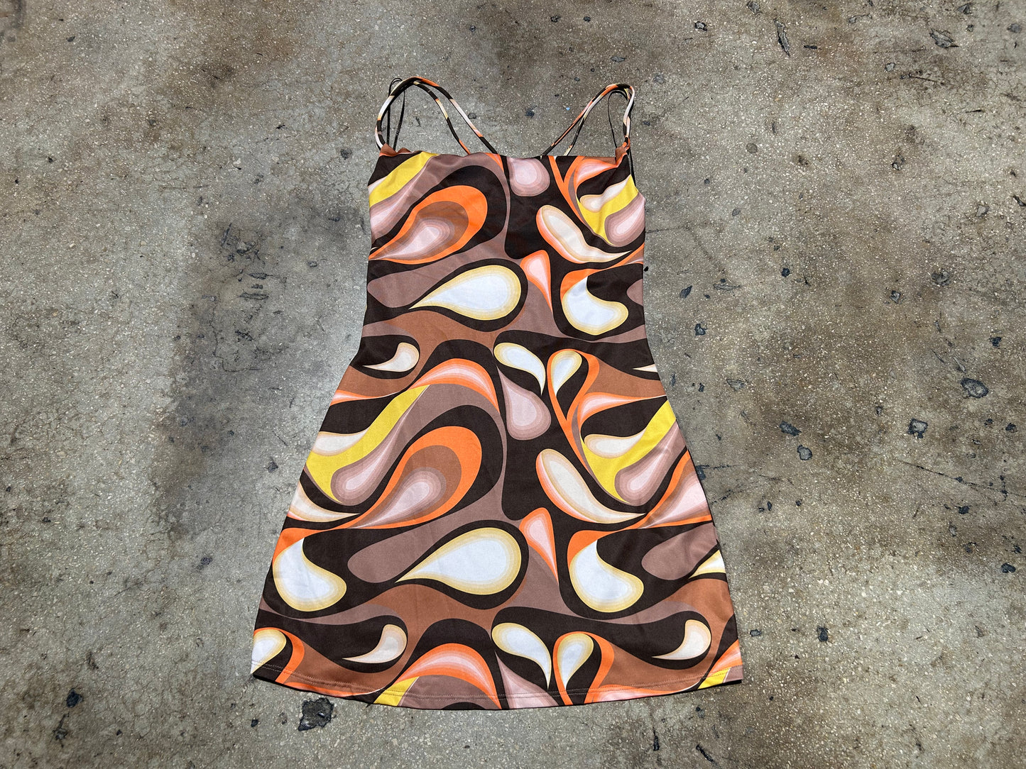 Bershka Paisley Print Mini Dress - Orange/ Multicolor Size Small