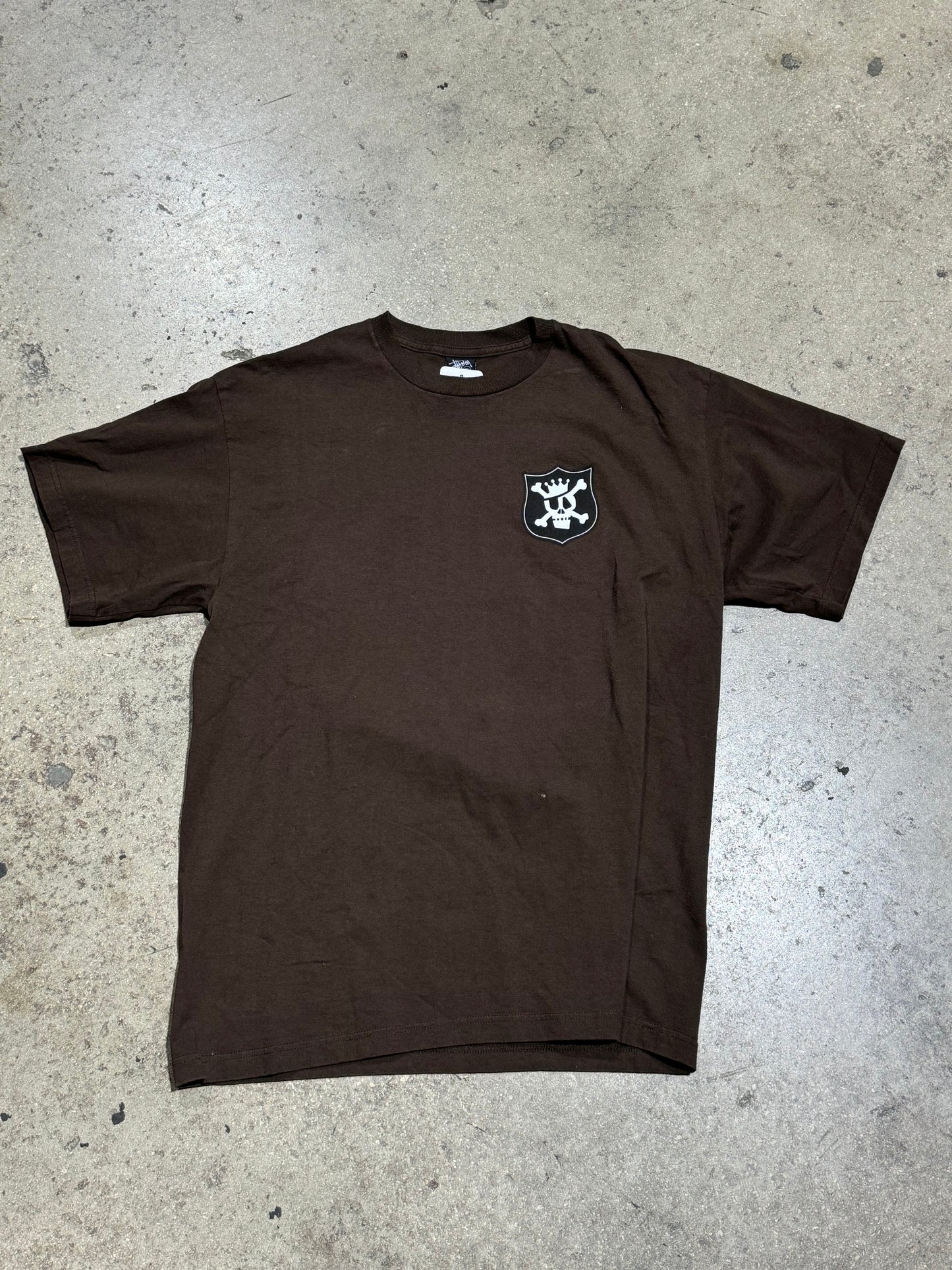 Stussy Crossbones Shield Tee - Brown Size XL